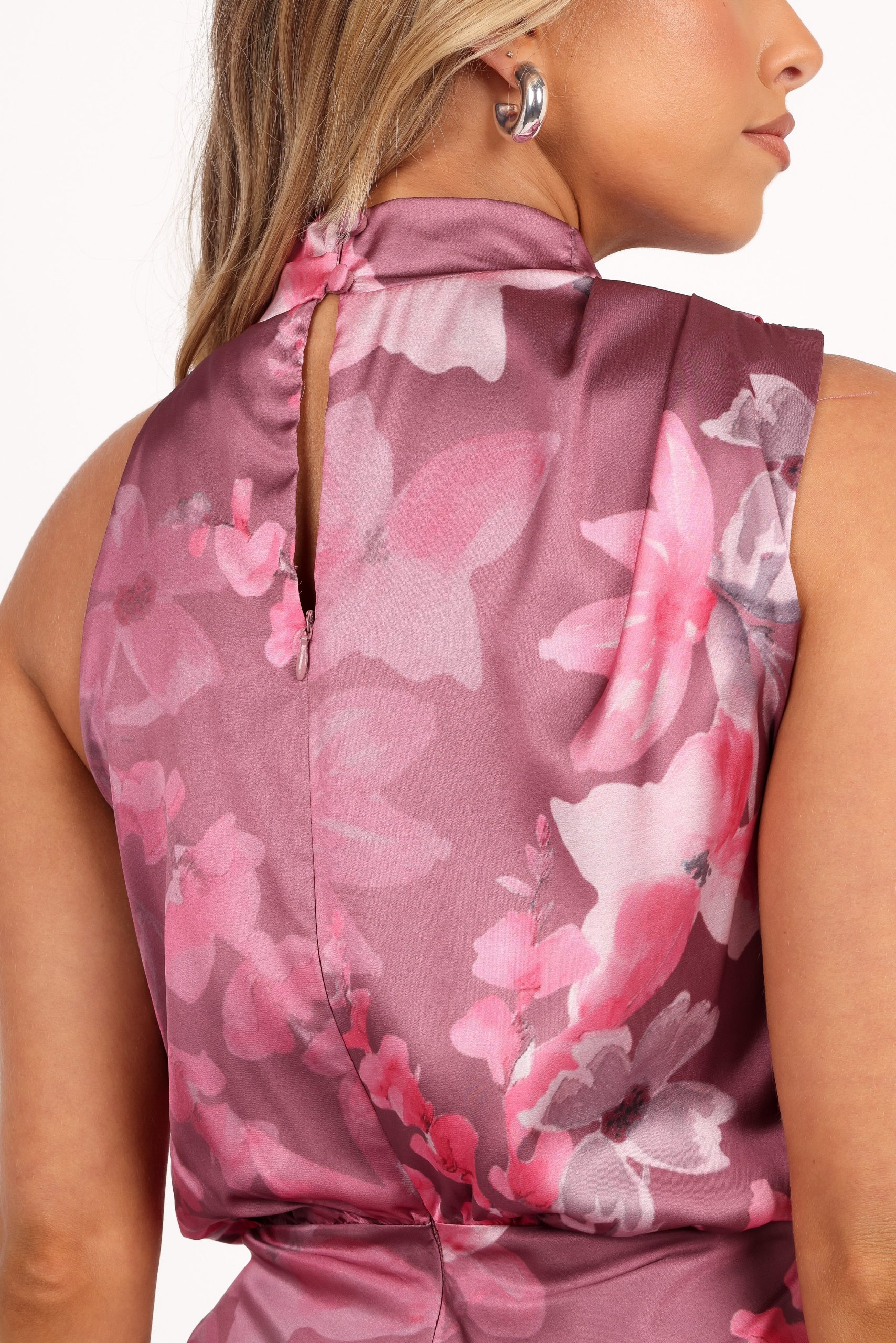 Anabelle Halter Neck Midi Dress - Dark Rose Floral - Image 6