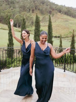 Anela Asymmetric Midi Dress - Navy