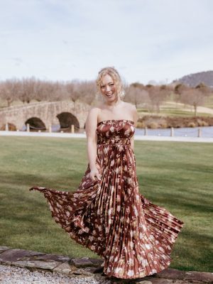 Angelique Strapless Maxi Dress - Brown Floral