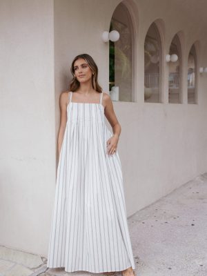 Corfu Midi Dress - Blue Stripe