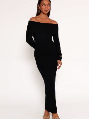 Archie Off the Shoulder Midi Dress - Black