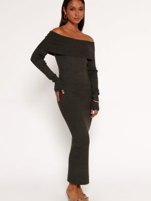 Archie Off The Shoulder Midi Dress - Olive