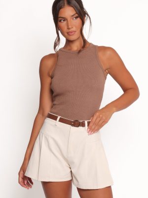 Ari Ribbed Tank - Mocha