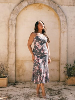 Ashton Midi Dress - Steel Gray Floral