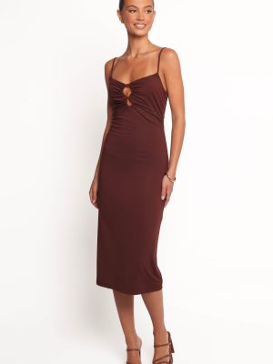 Ashy Midi Dress - Brown