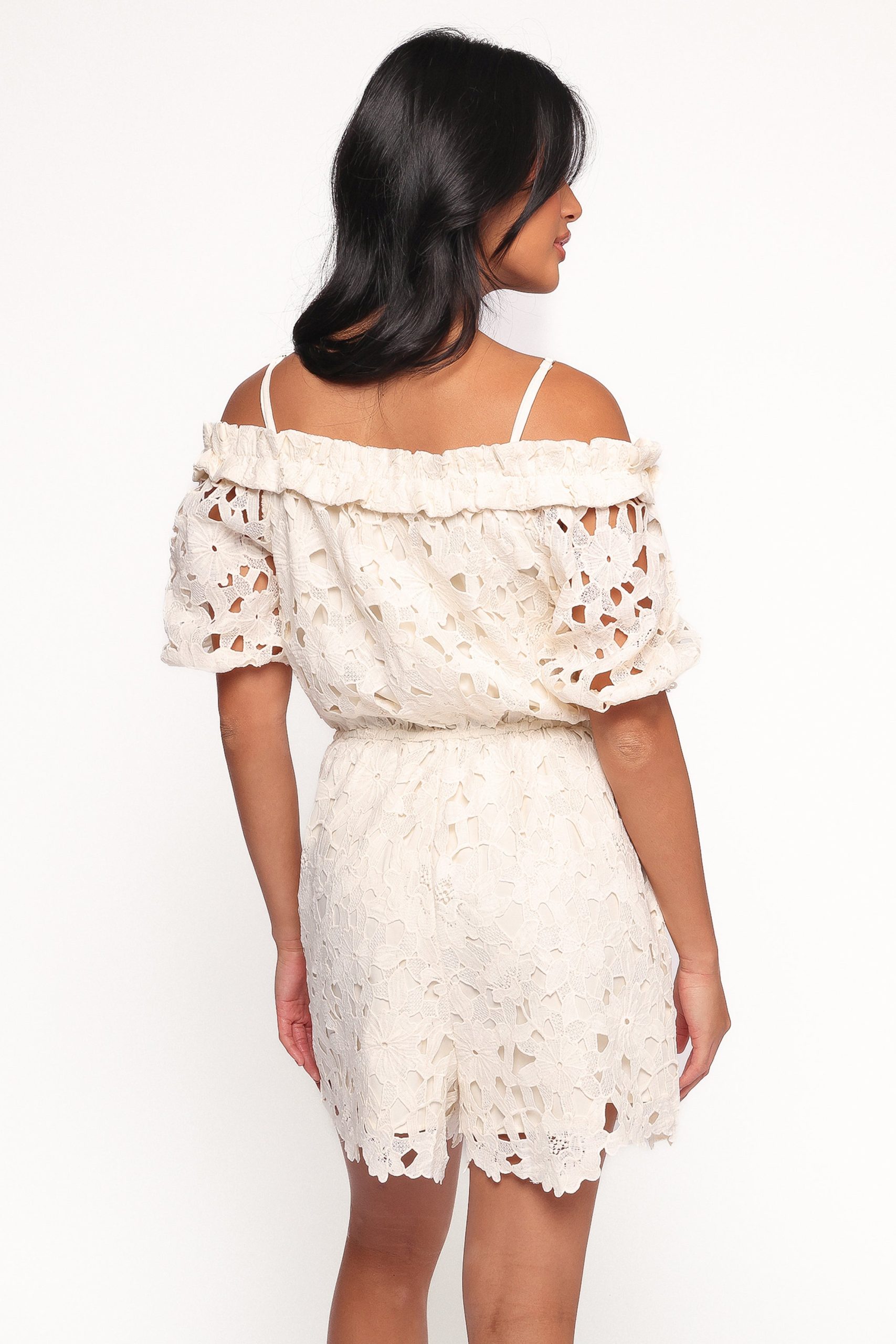 Athina Lace Romper - White - Image 4