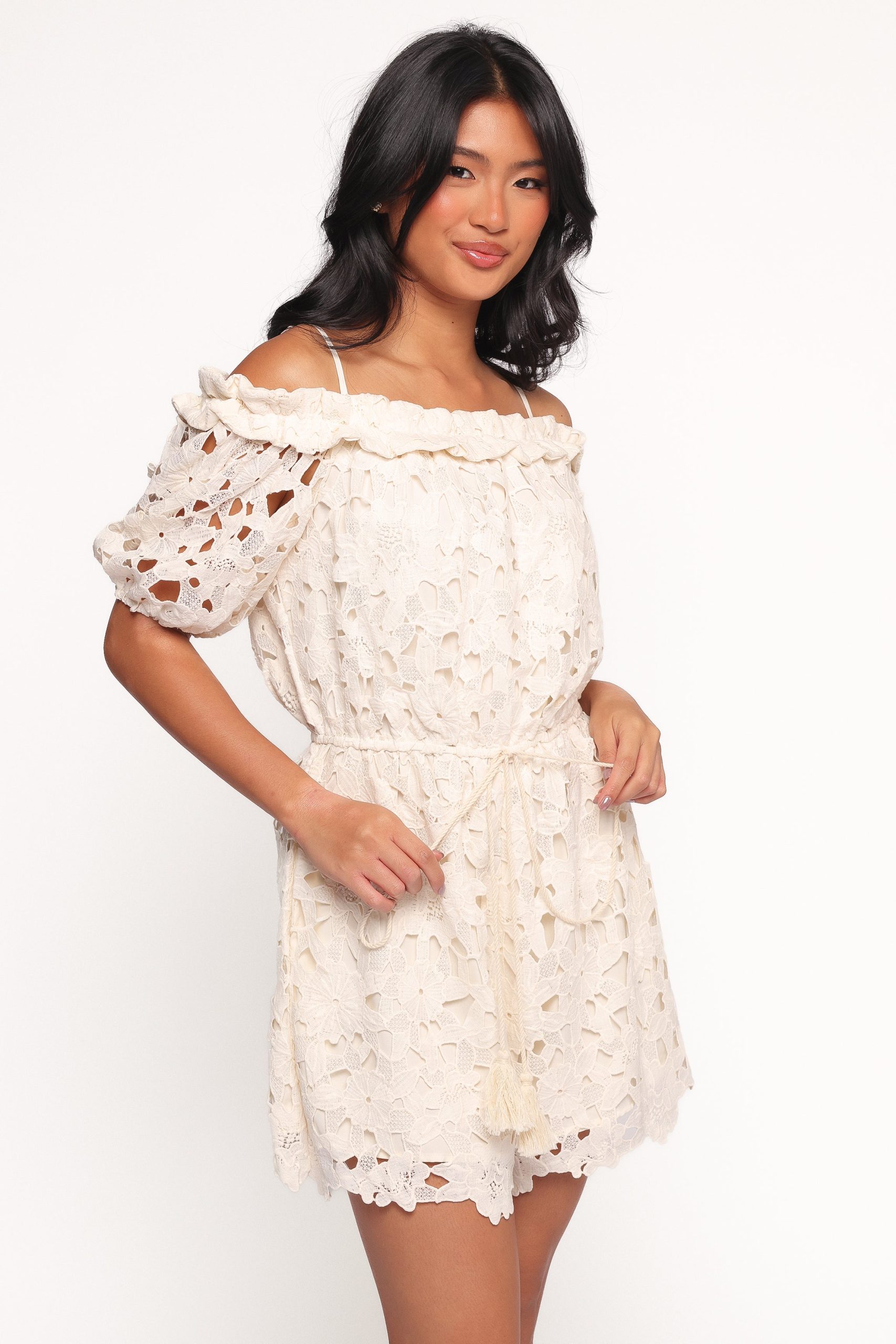 Athina Lace Romper - White - Image 3