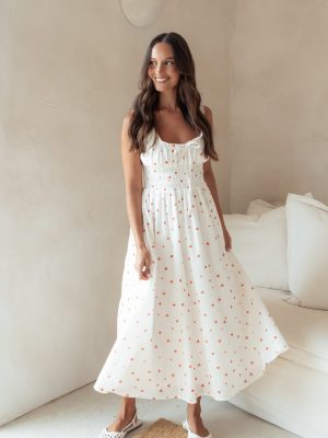 Auguste Midi Dress - Ditsy Heart