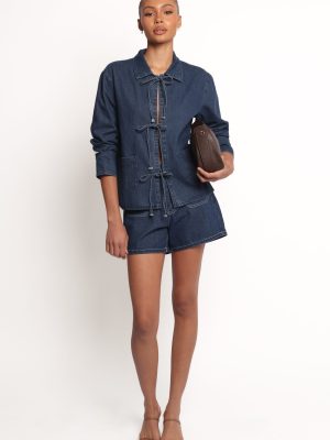 Avon Bow Front Denim Shacket - Denim