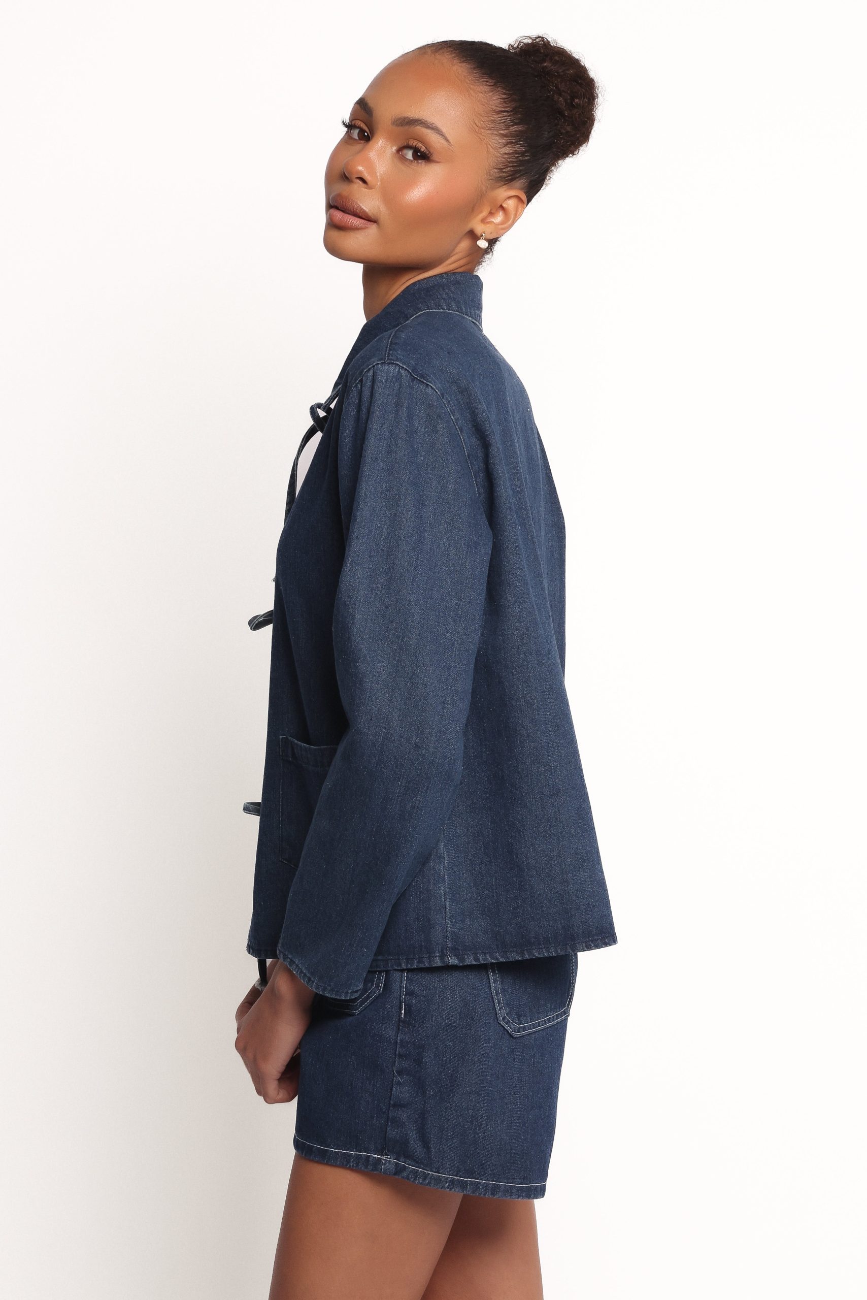 Avon Bow Front Denim Shacket - Denim - Image 4