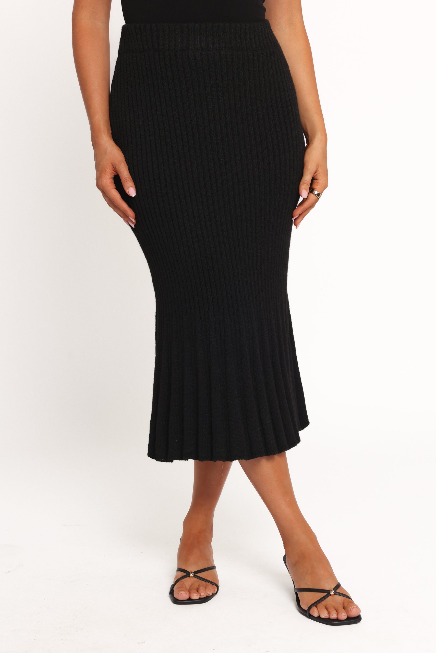Balla Rib Knit Midi Skirt - Black - Image 2