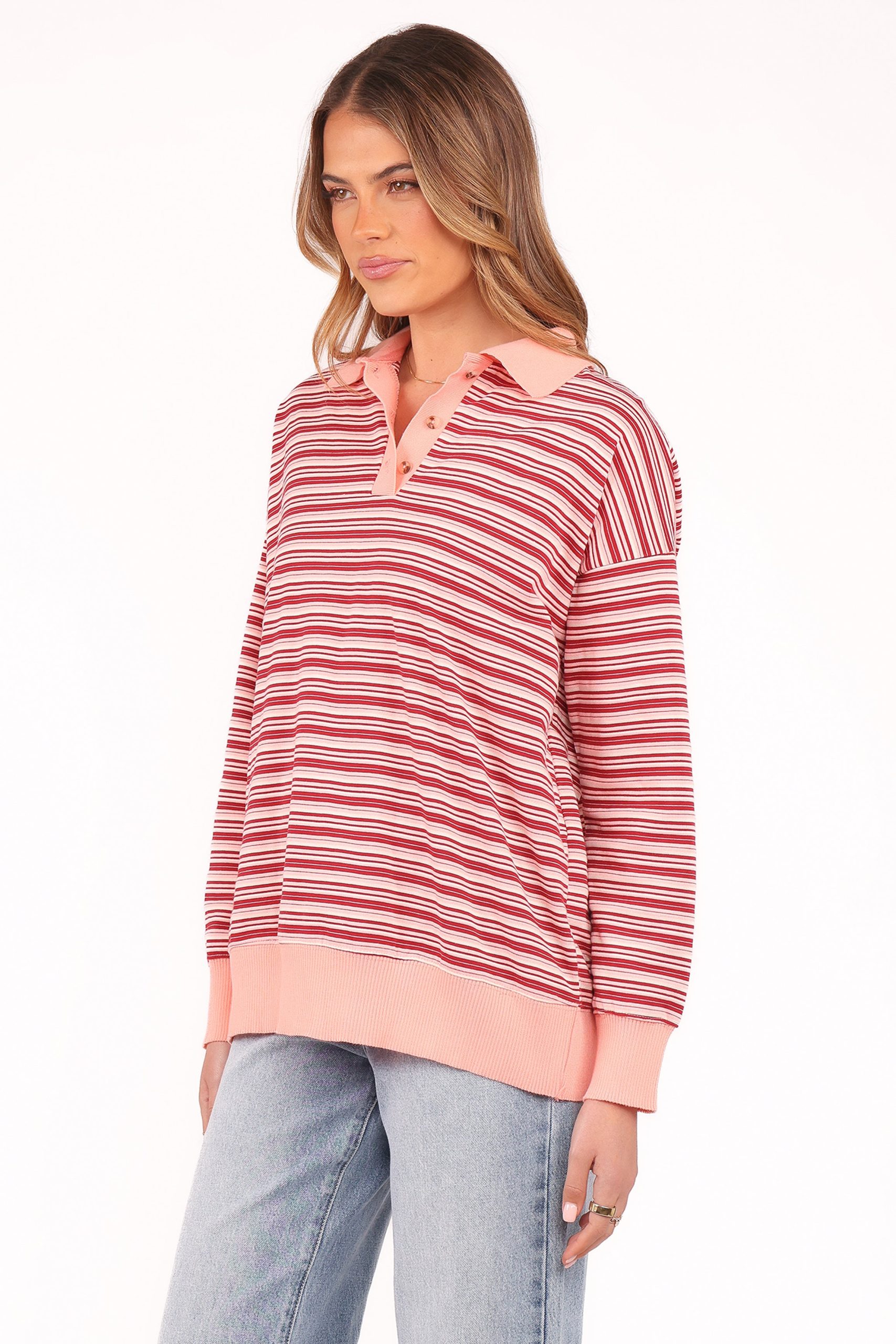 Beau Long Sleeve Jersey Top - Pink Stripe - Image 4