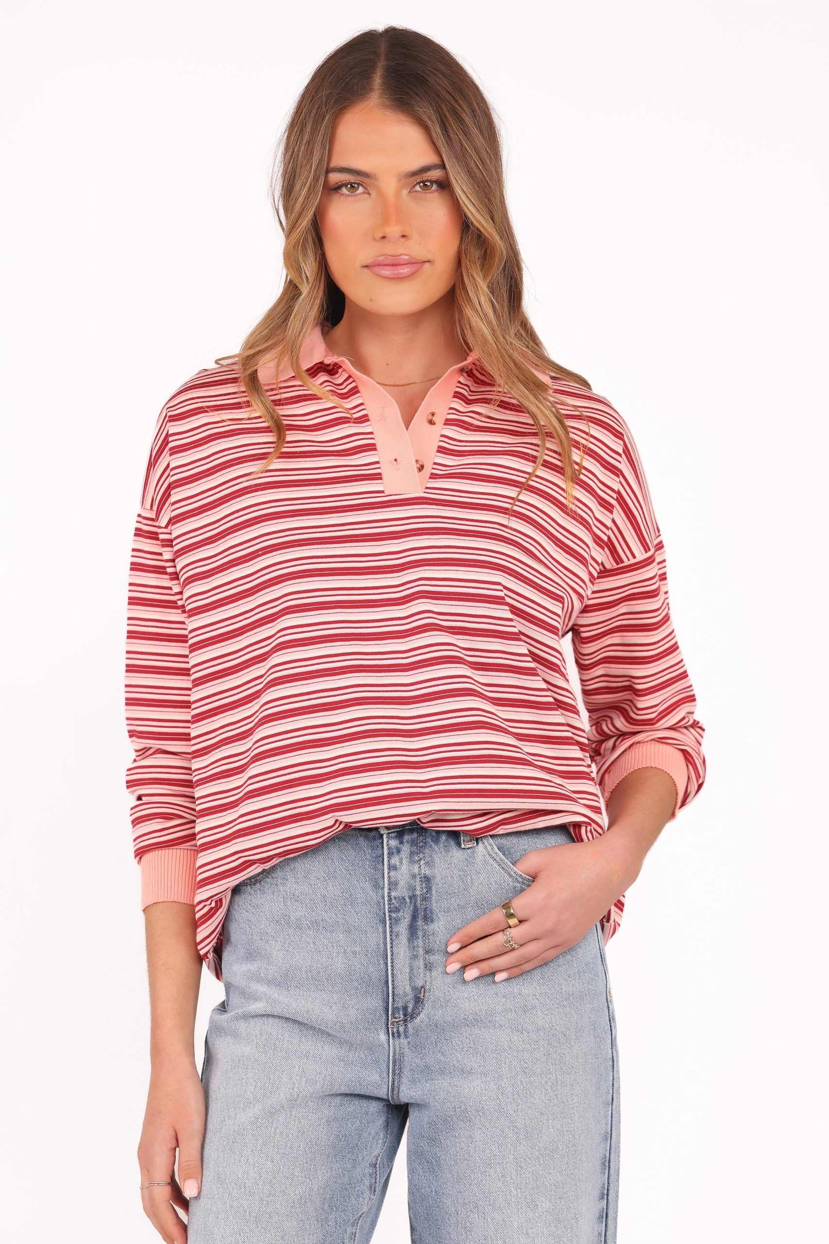 Beau Long Sleeve Jersey Top - Pink Stripe - Image 7