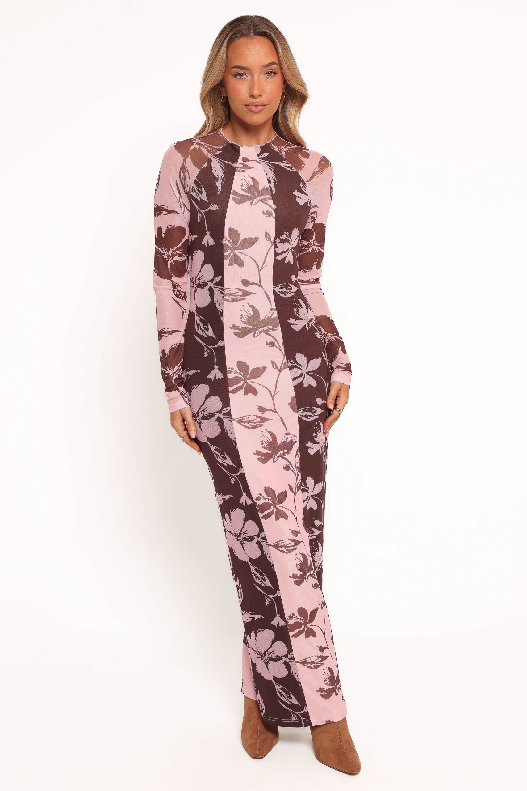 Bellatrix Spliced Maxi Dress - Pink Brown Floral - Image 5