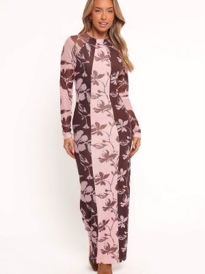 Bellatrix Spliced Maxi Dress - Pink Brown Floral