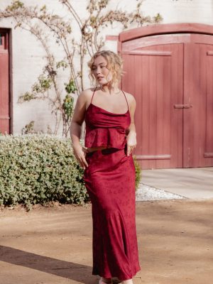 Belle Two Piece Set - Burgundy
