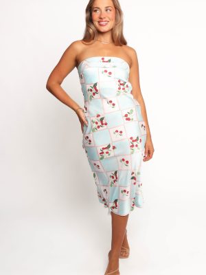 Benton Strapless Midi Dress - Cherry Print