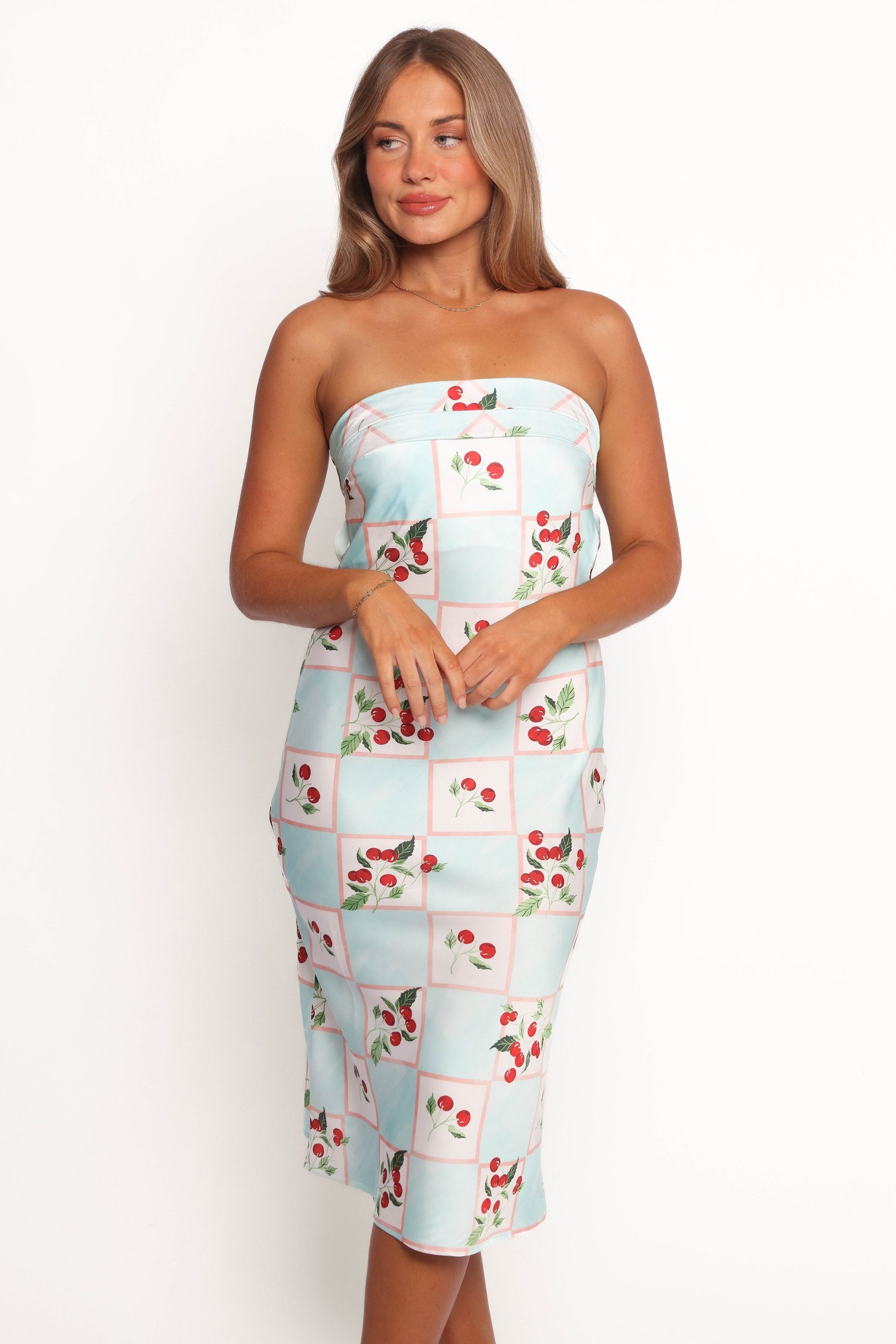 Benton Strapless Midi Dress - Cherry Print - Image 6