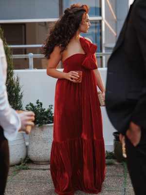 Betina Bow Front Maxi Dress - Red Velvet