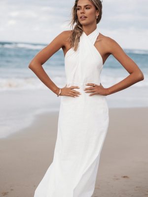 Betsy Halterneck Maxi Dress - White
