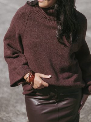 Bindy Cowlneck Knit Sweater - Brown