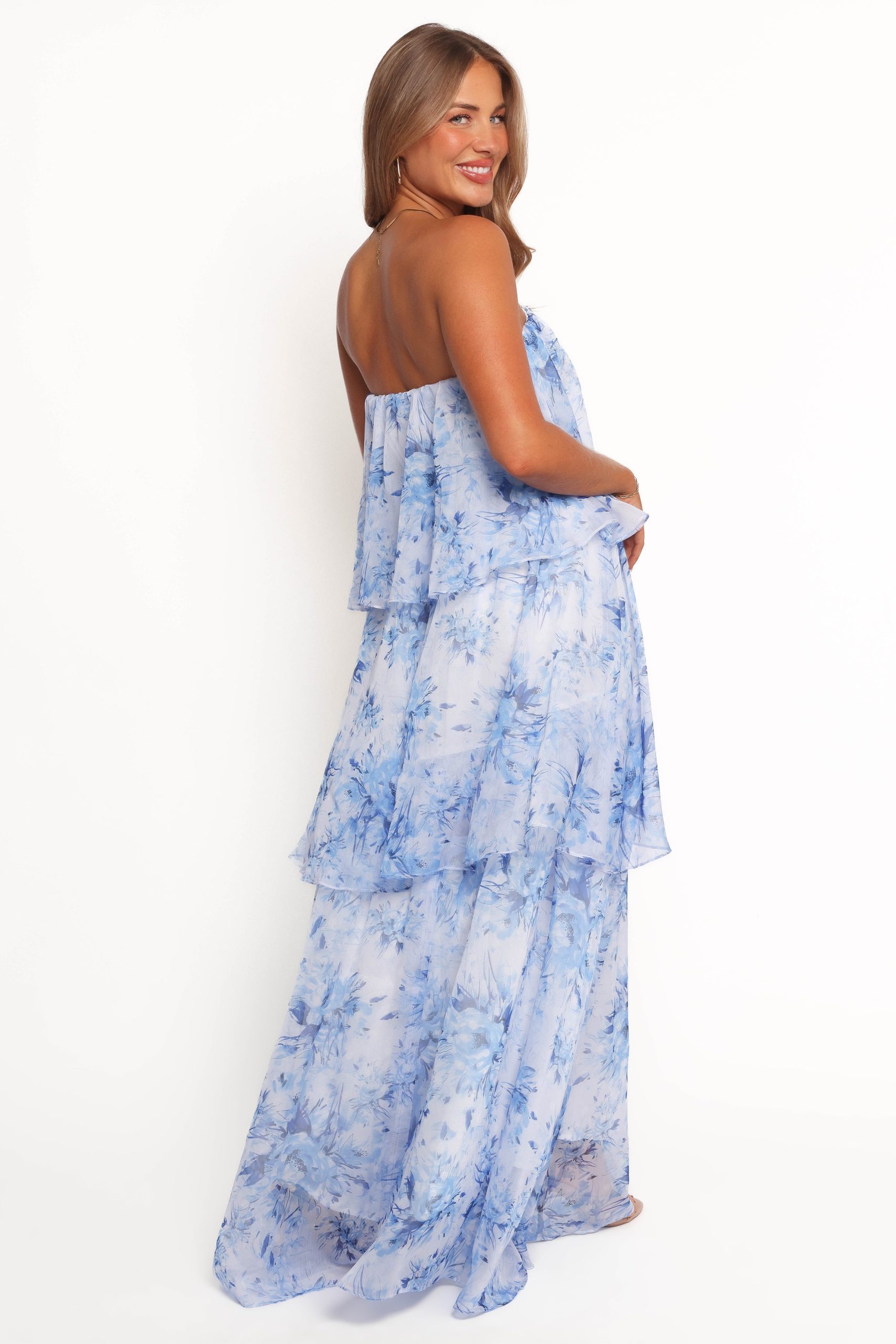 Bloom Strapless Maxi Dress - Blue - Image 4