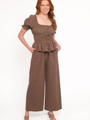 Bridget Jumpsuit - Taupe Purple Floral