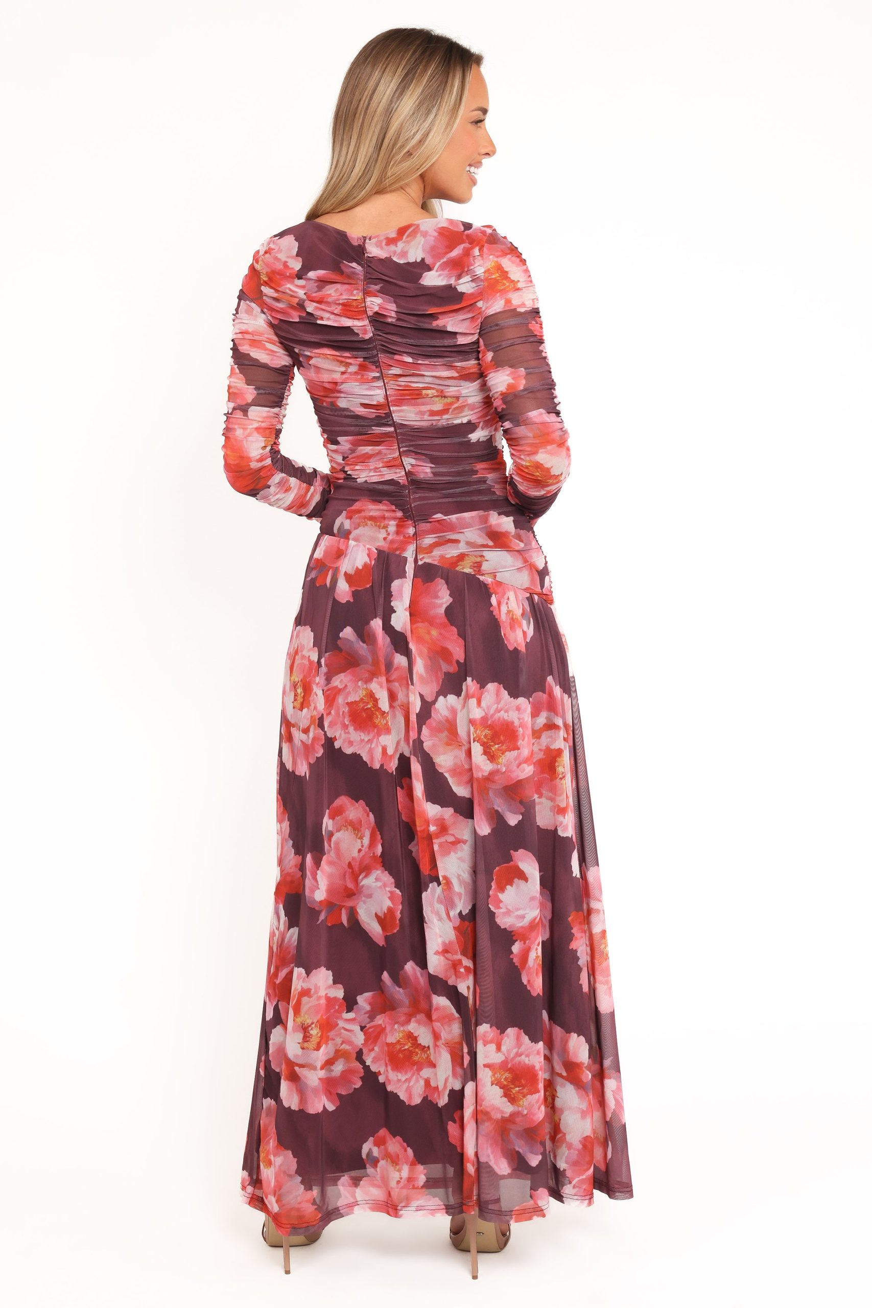 Calypso Long Sleeve Maxi Dress - Burgundy Peony - Image 5