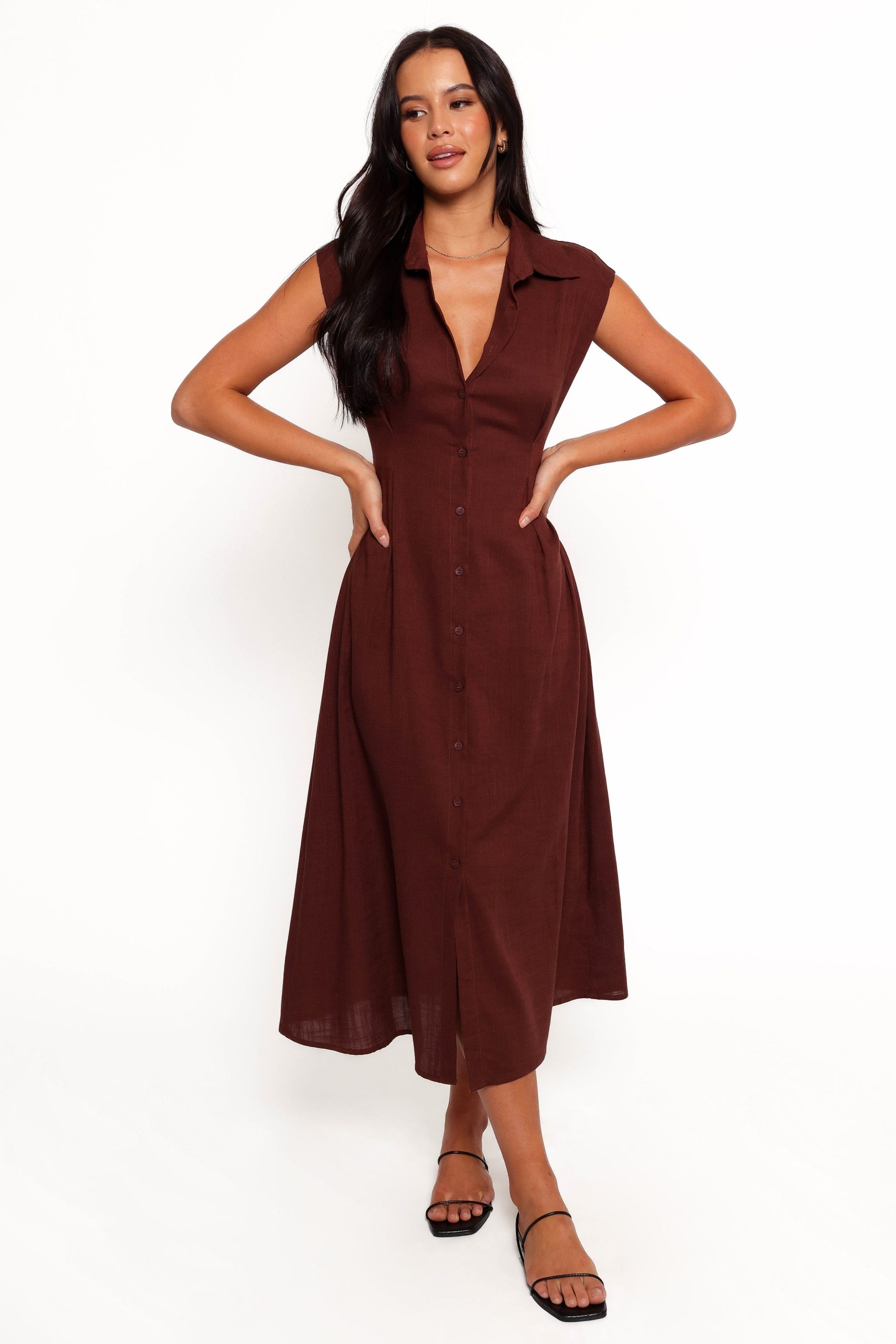 Cami Midi Dress - Chocolate Brown - Image 2