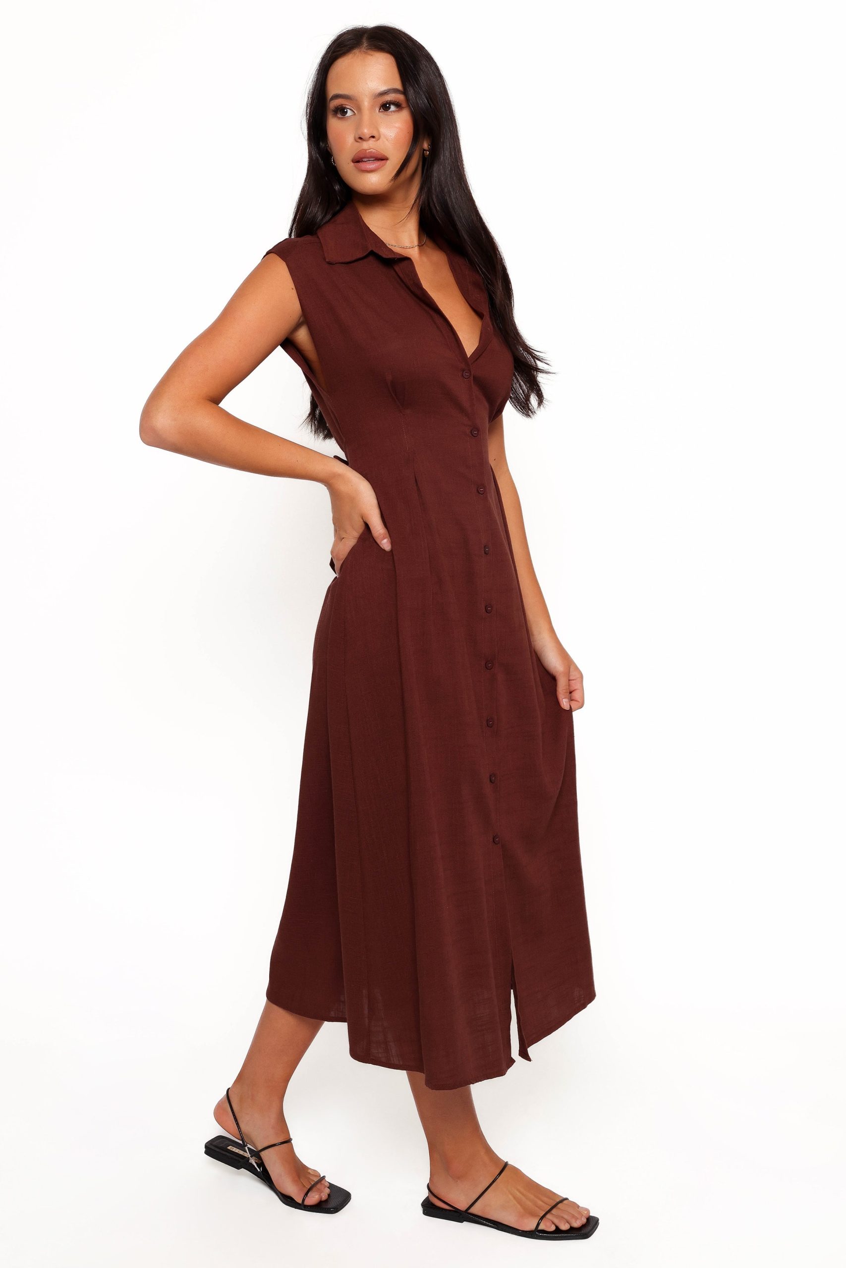 Cami Midi Dress - Chocolate Brown - Image 5