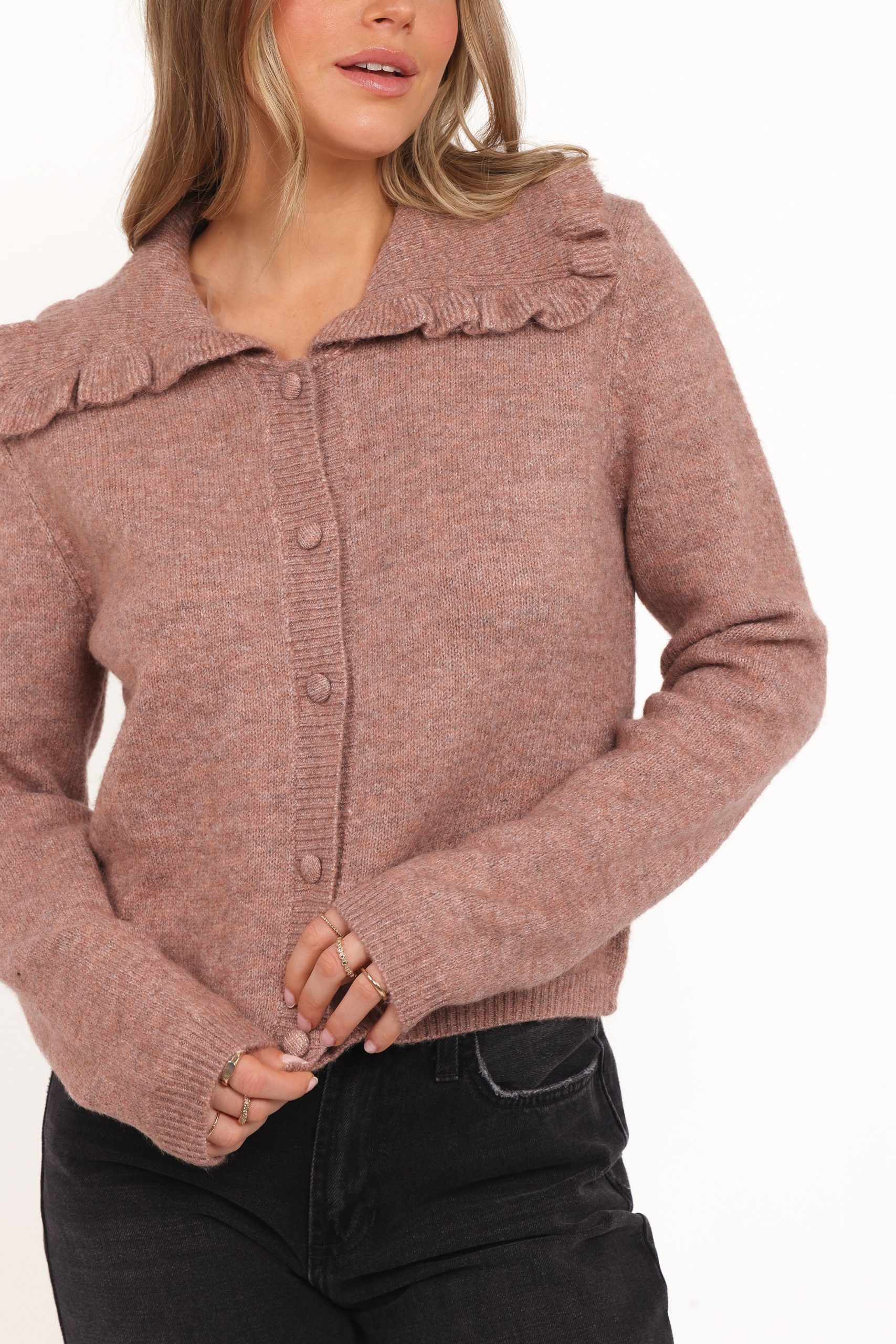 Carmello Frill Collar Cardigan - Mocha - Image 3