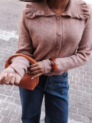 Carmello Frill Collar Cardigan - Mocha