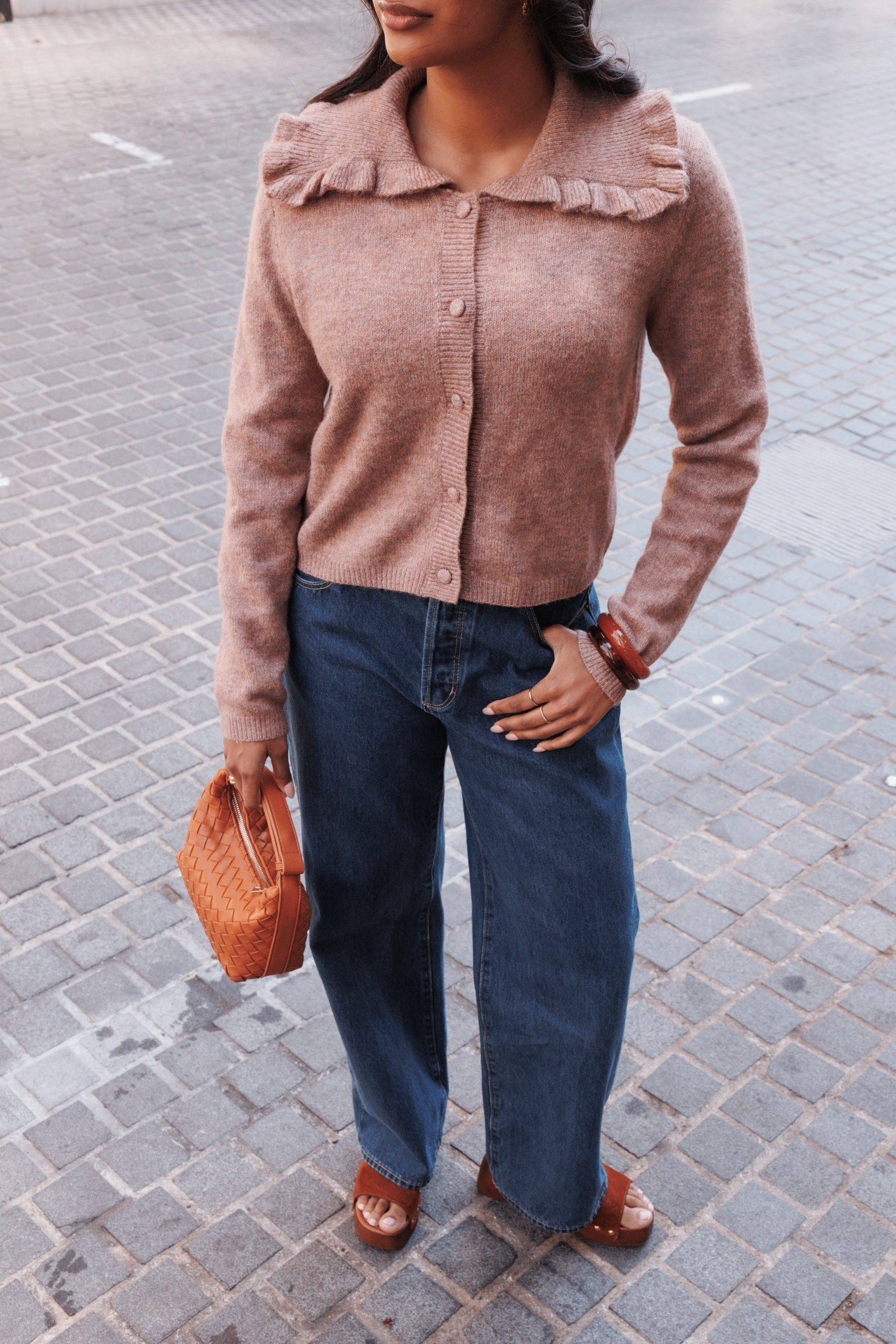 Carmello Frill Collar Cardigan - Mocha - Image 8