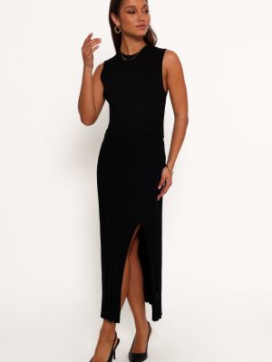 Carson Knit Midi Skirt - Black