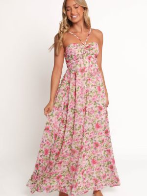 Cascade Halterneck Maxi Dress - Carmine Rose