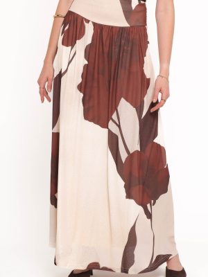 Cascade Maxi Skirt - Cream Brown Floral