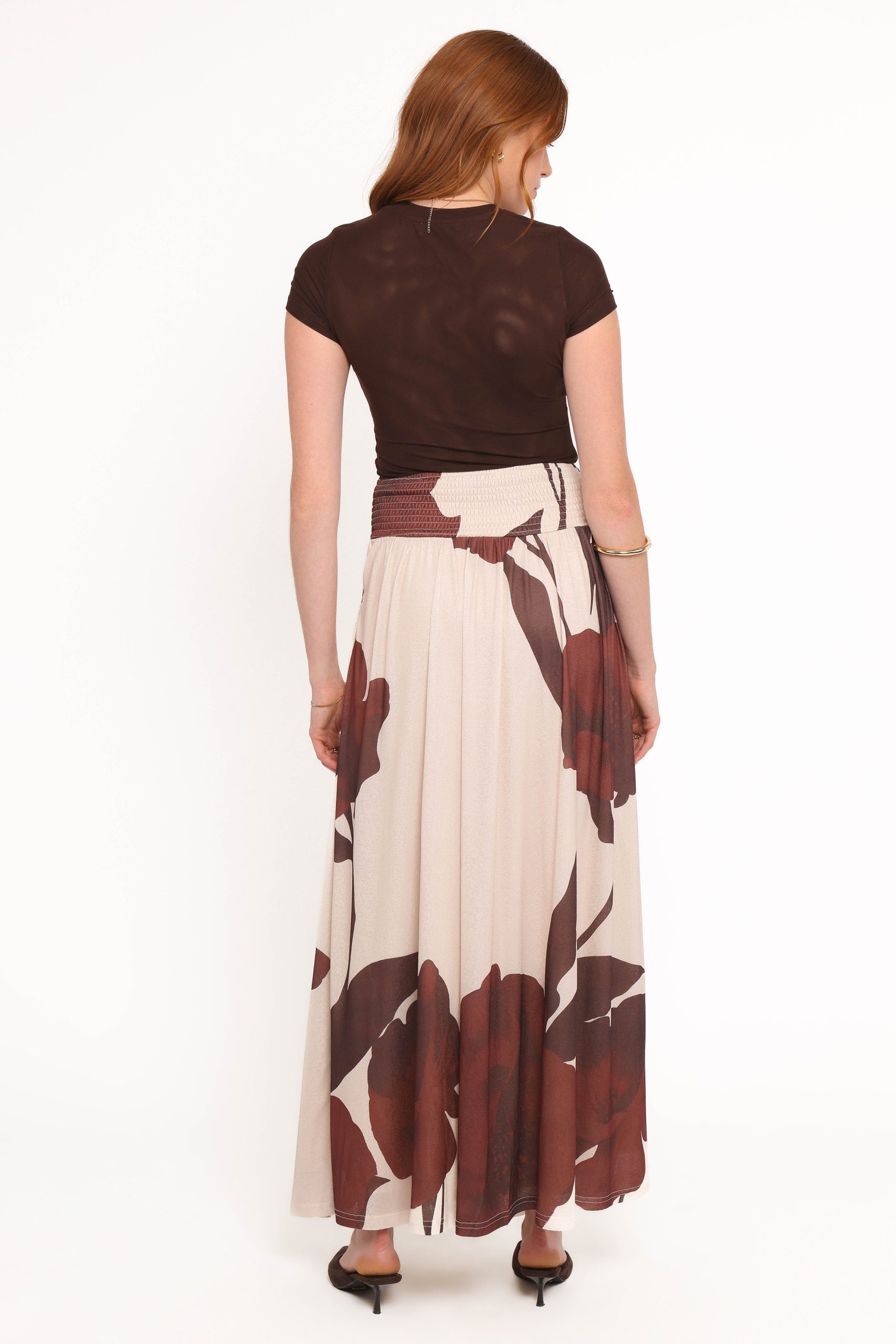 Cascade Maxi Skirt - Cream Brown Floral - Image 3