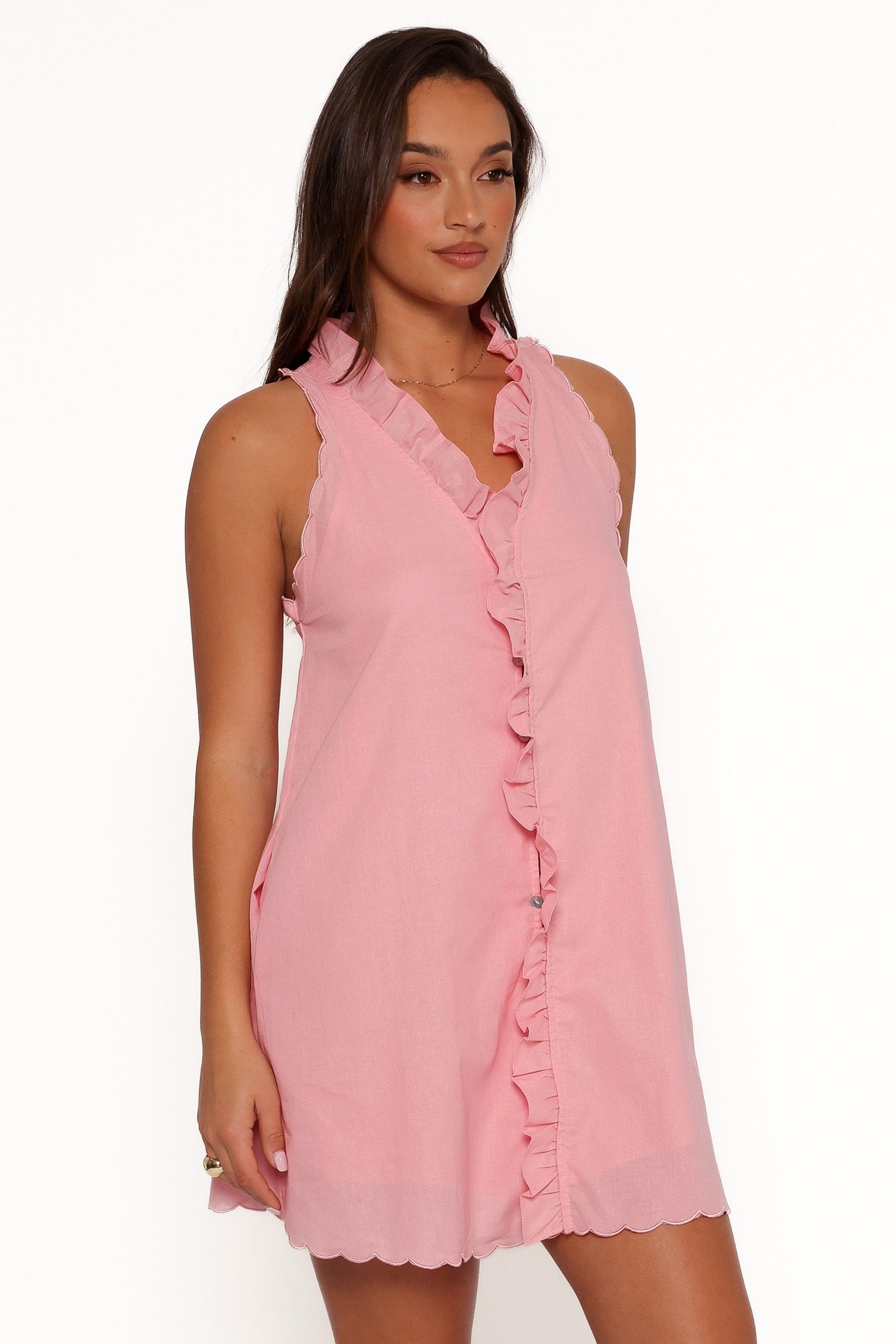 Cassandra Ruffle Mini Dress - Pale Pink - Image 7