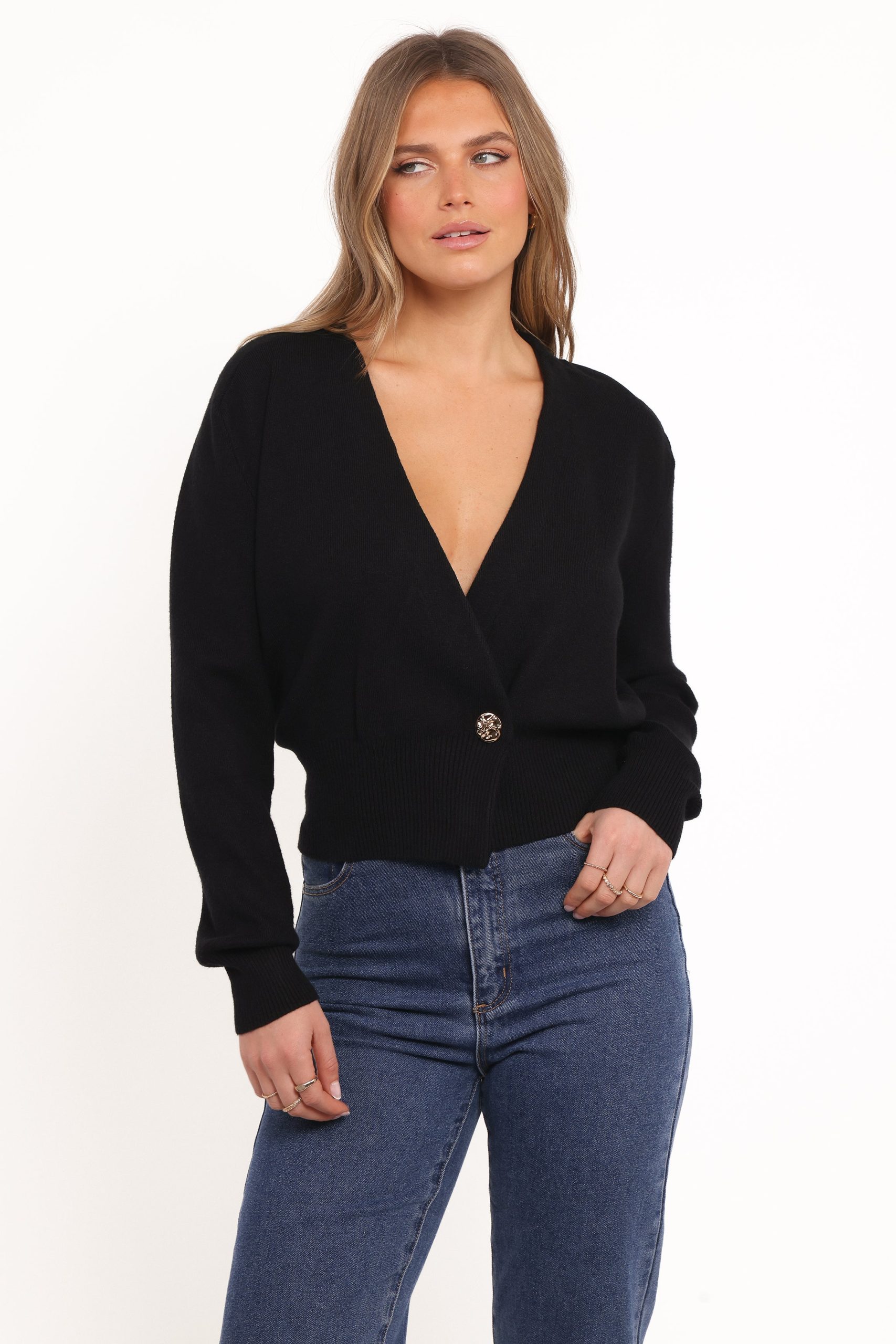 Caterina Button Cardigan - Black - Image 2