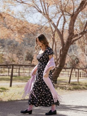 Cecelia Puff Sleeve Maxi Dress - Black Floral