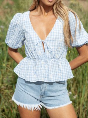 Cecelia Top - Blue Gingham