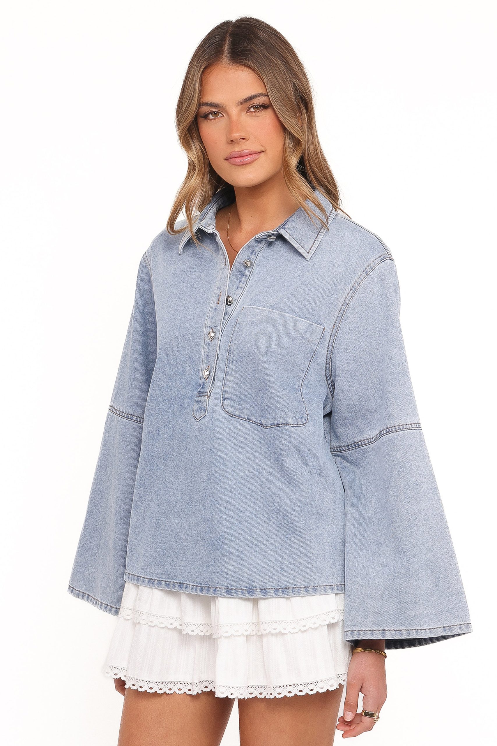 Celestia Denim Top - Light Wash - Image 3