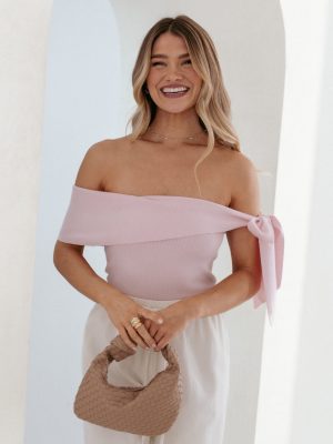 Charama Off Shoulder Knit Top - Pink