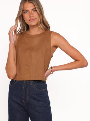 Charles Faux Sueded Top - Camel