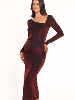 Charles Midi Dress - Burgundy