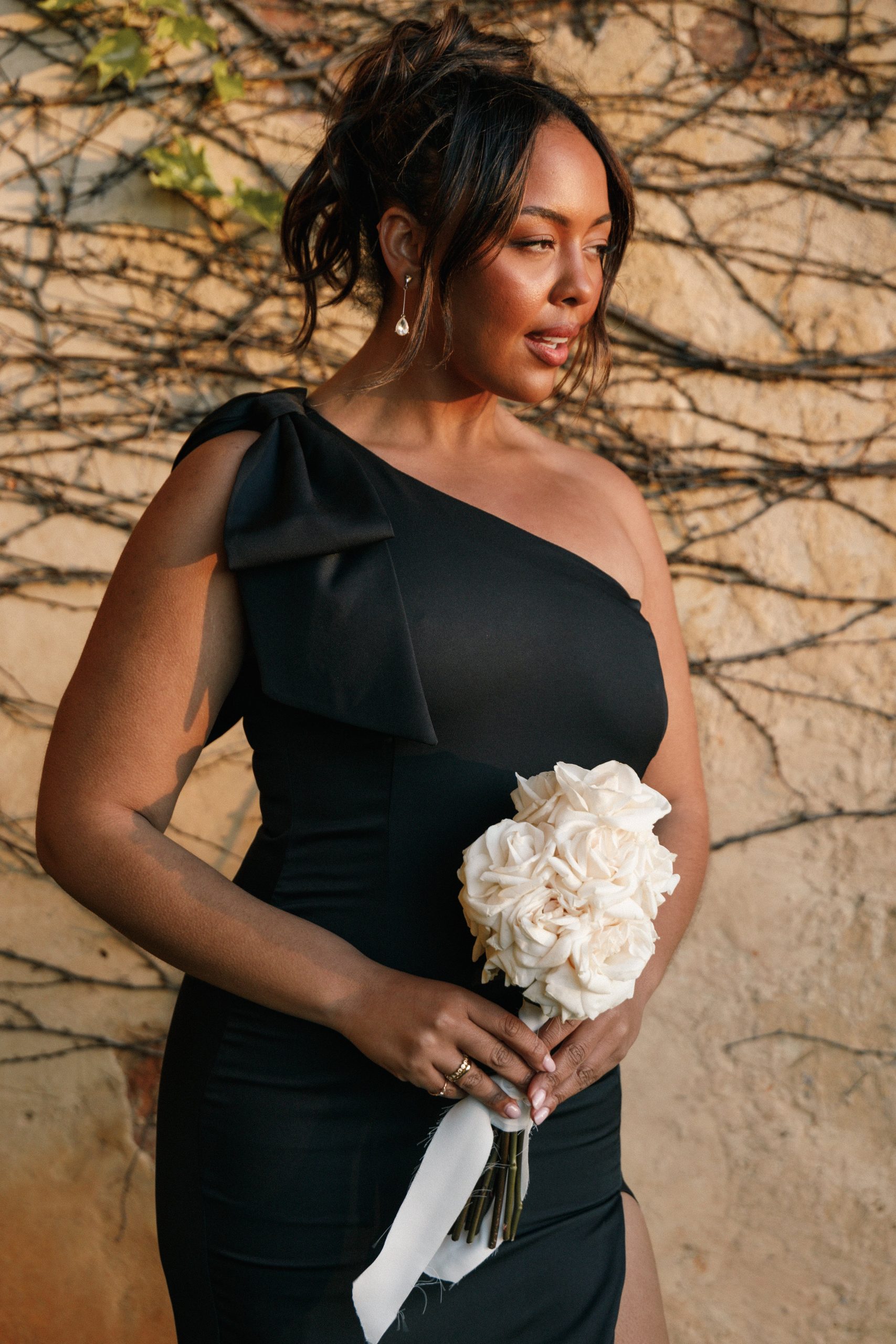 Charmed One Shoulder Midi Dress - Black - Image 2