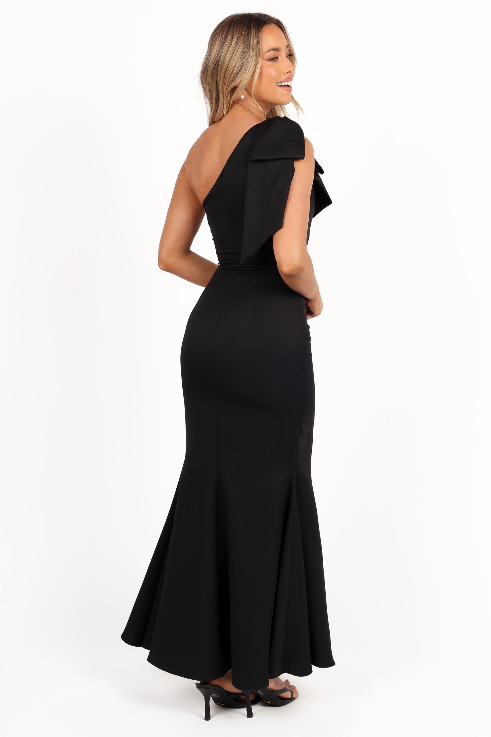 Charmed One Shoulder Midi Dress - Black - Image 5