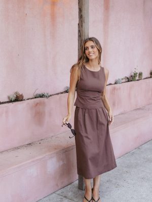 Chiaro Midi Skirt - Brown