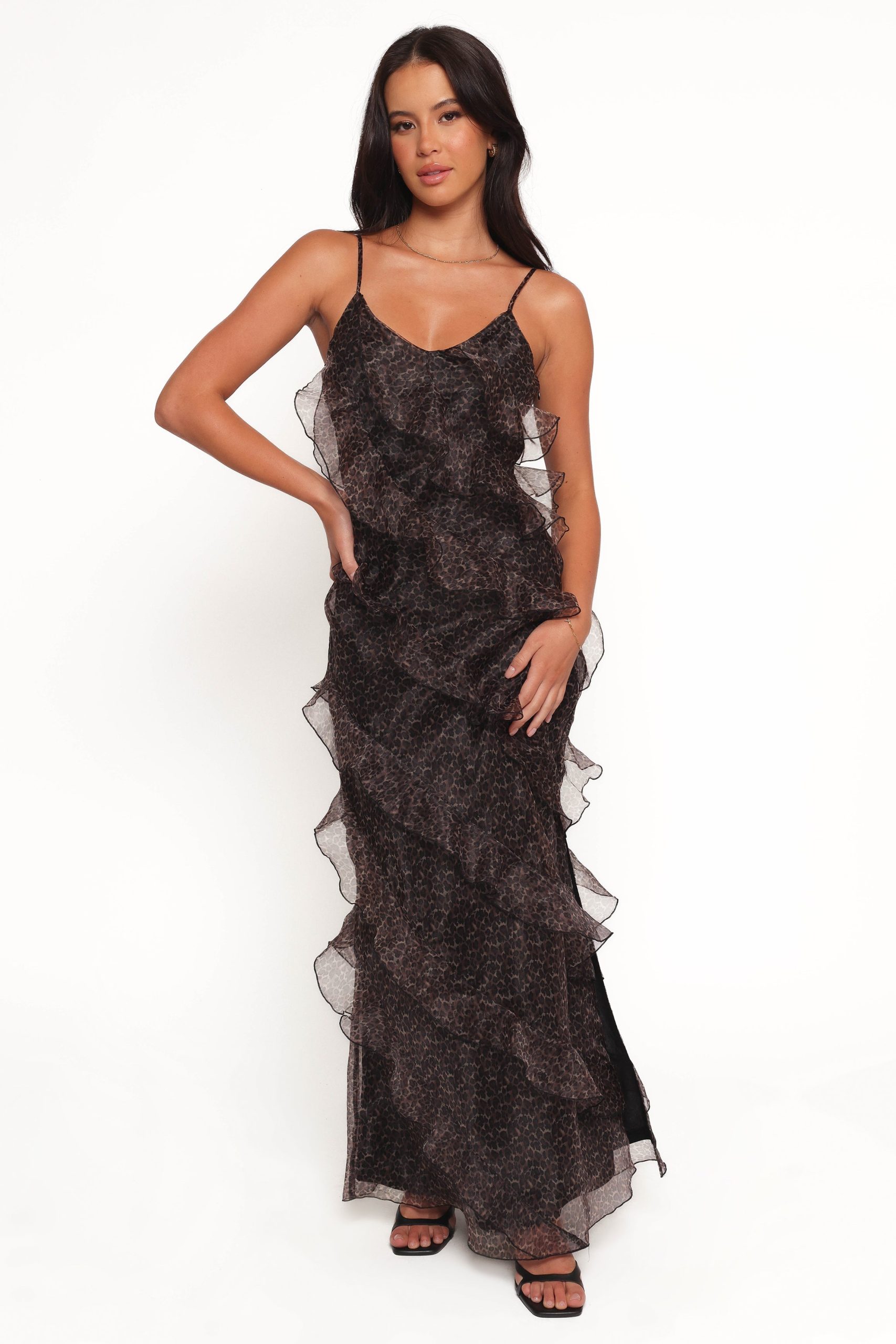 Ciao Ruffles Maxi Dress - Black Leopard - Image 3