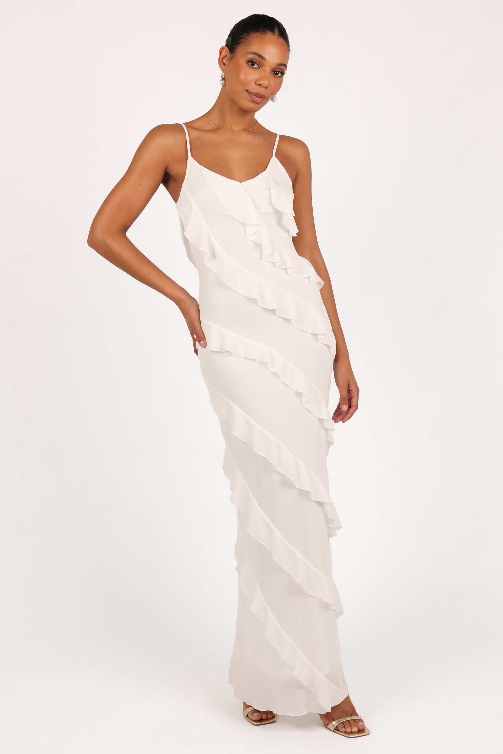 Ciao Ruffles Maxi Dress - Cloud White - Image 3